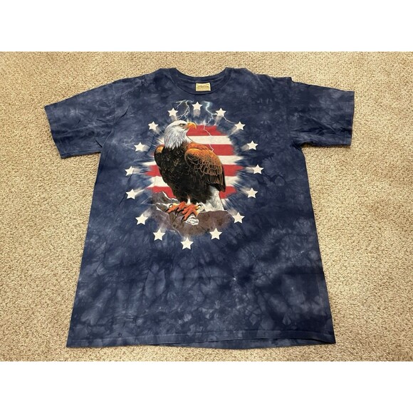 The Mountain Other - Vintage 2000s Y2K The Mountain Navy Blue Tie-Dye Eagle T-shirt XXXL